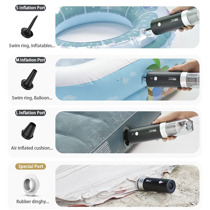 Многофункциональный пылесос 3-в-1, беспроводной ручной пылесос с воздушной помпой для кемпинга, с перезаряжаемым устройством типа с