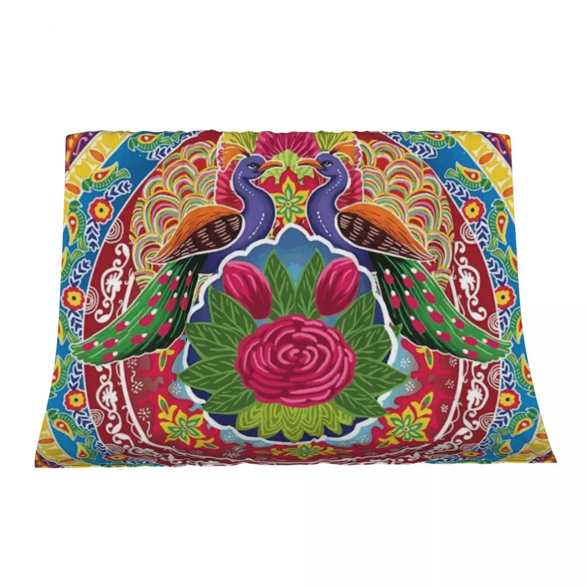 

2 Peacock (Mor) - Truck Art Unique Style - Pakintani Truck - Pakistani Local Truck Throw Blanket Fashion Sofas Retros Blankets