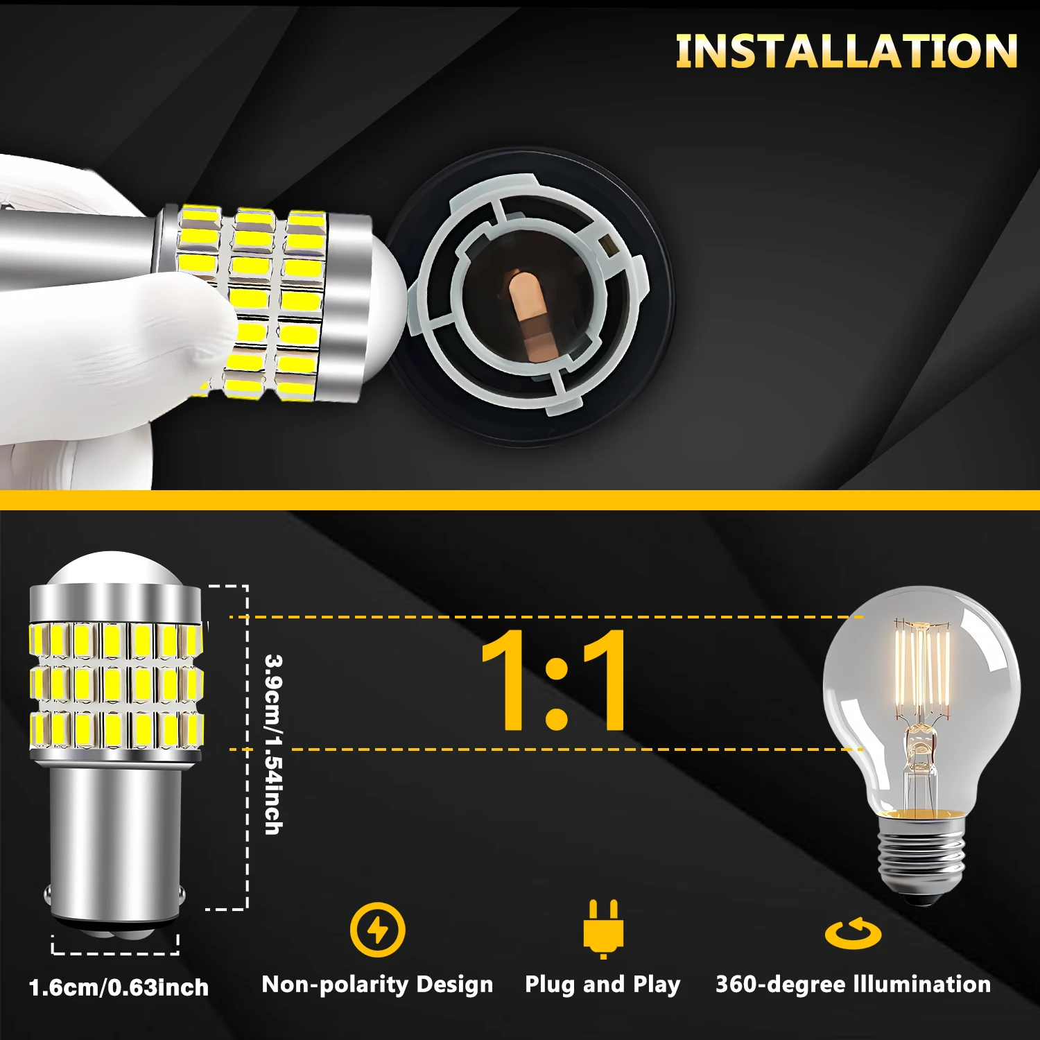 1157 LED Bulb 2PCS 57LED  2057 2357 BAY15D 7528 Reverse Back Up Light Day Running Light Tail Light with Projector Replacement