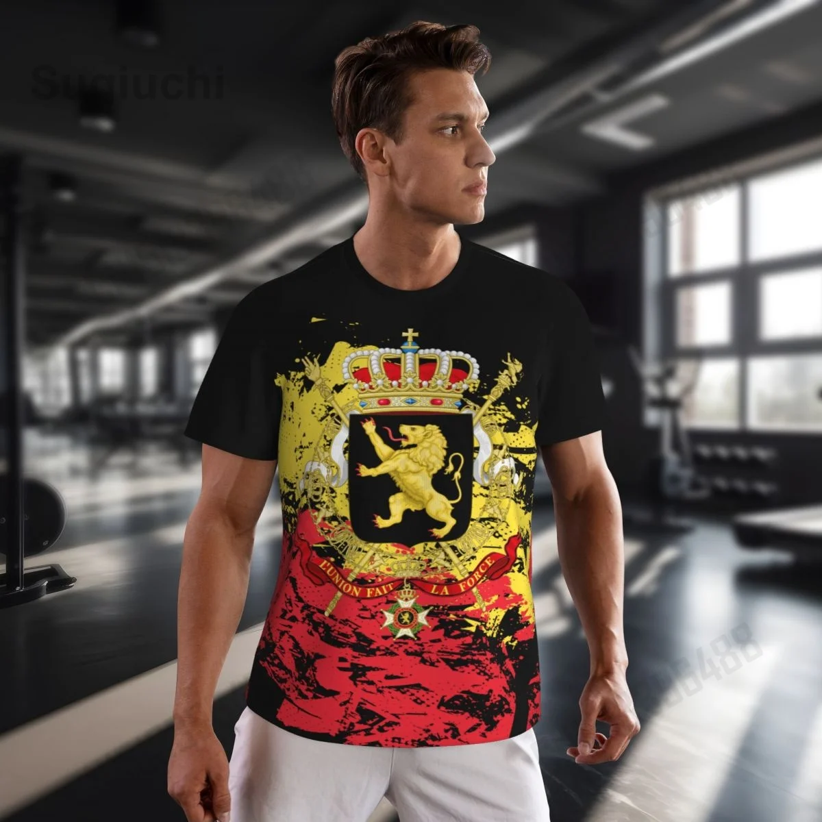 2026 Belgium Flag Retro 3D Printing Summer Short Sleeve T-Shirt Men Women Mesh Clothing Breathable Sports Tees