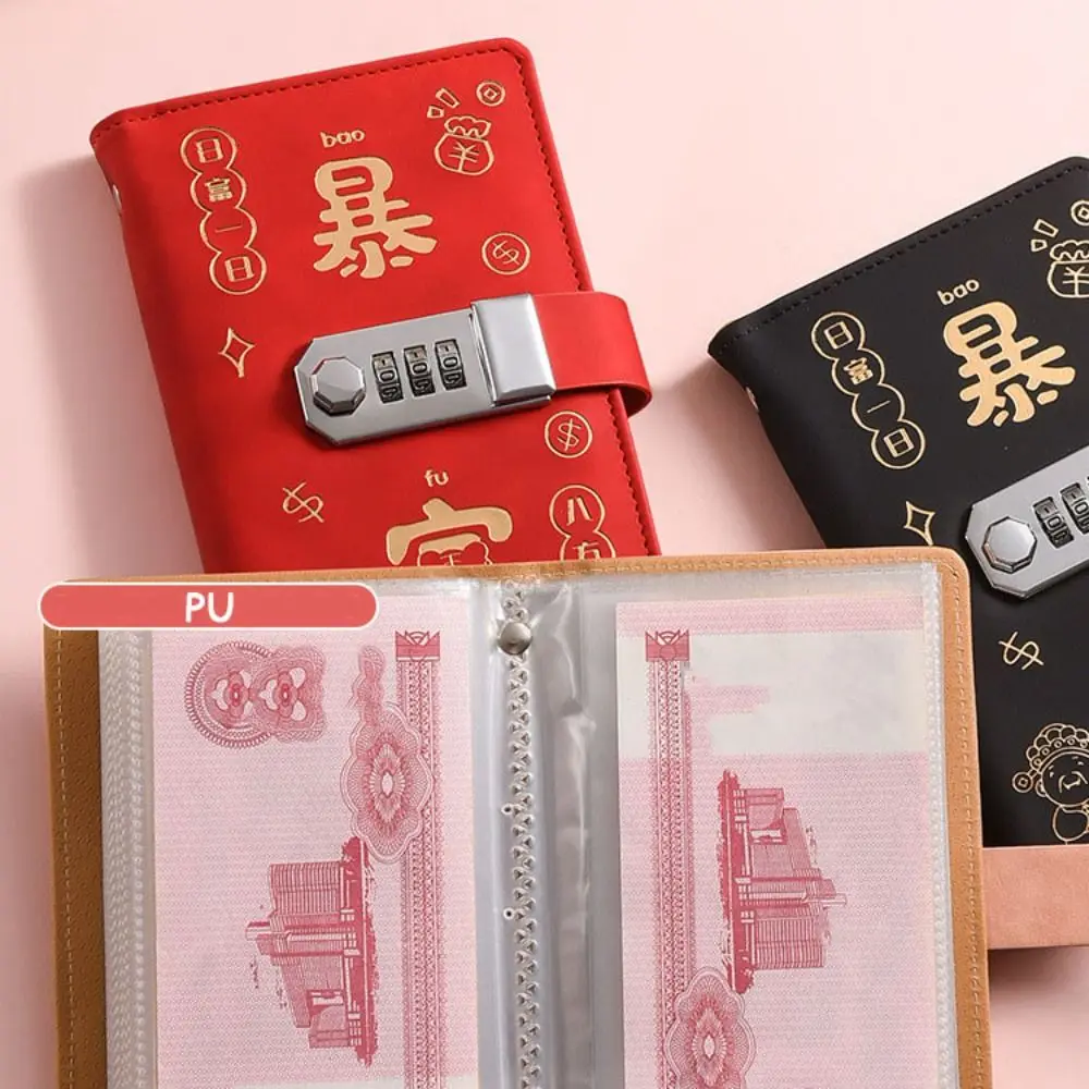 

50Sheets Saving Money Binder Portable Refillable Planner Organizer Wallet Storage PU Leather Account Book New Year's Gift