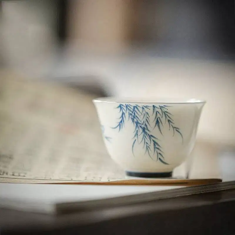 Wuyintang Jade Clay Porcelain Hand Painted Underglaze Color Blue And White Tea For Home Use Yanguai Return Master Single