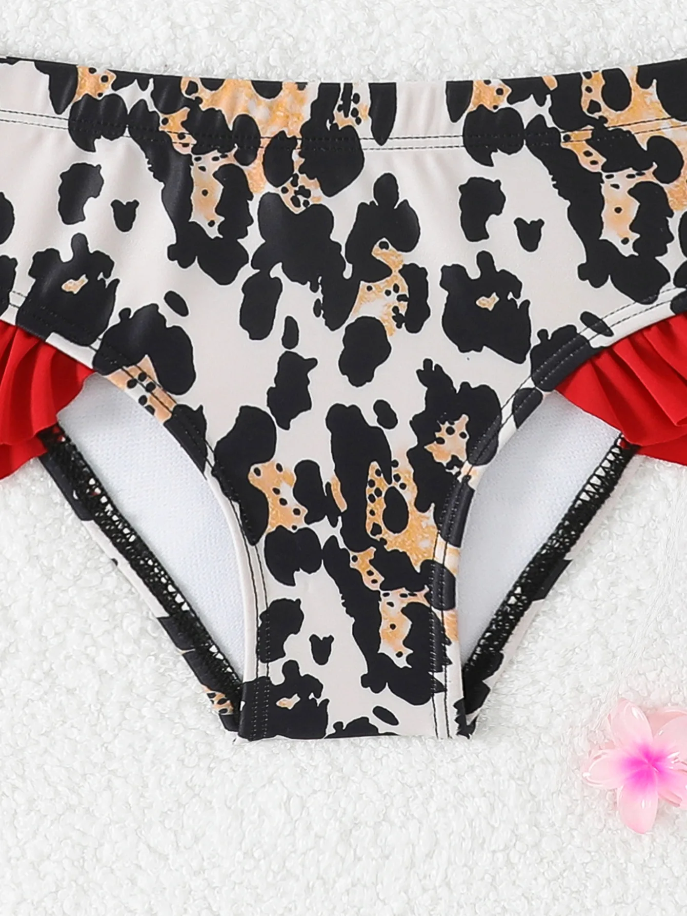 Immagine 6: Nuovo Costume da Bagno Monospalla con Stampa Leopardata per Ragazze, Bikini Sottile con Fiocco e Spacco, Abbigliamento da Spiaggia