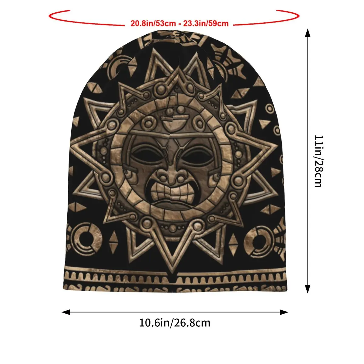 Skullies Beanies Caps Aztec Sun God Gold And Black Thin Hat Autumn Spring Bonnet Hats Men Women's Hip Hop Ski Cap