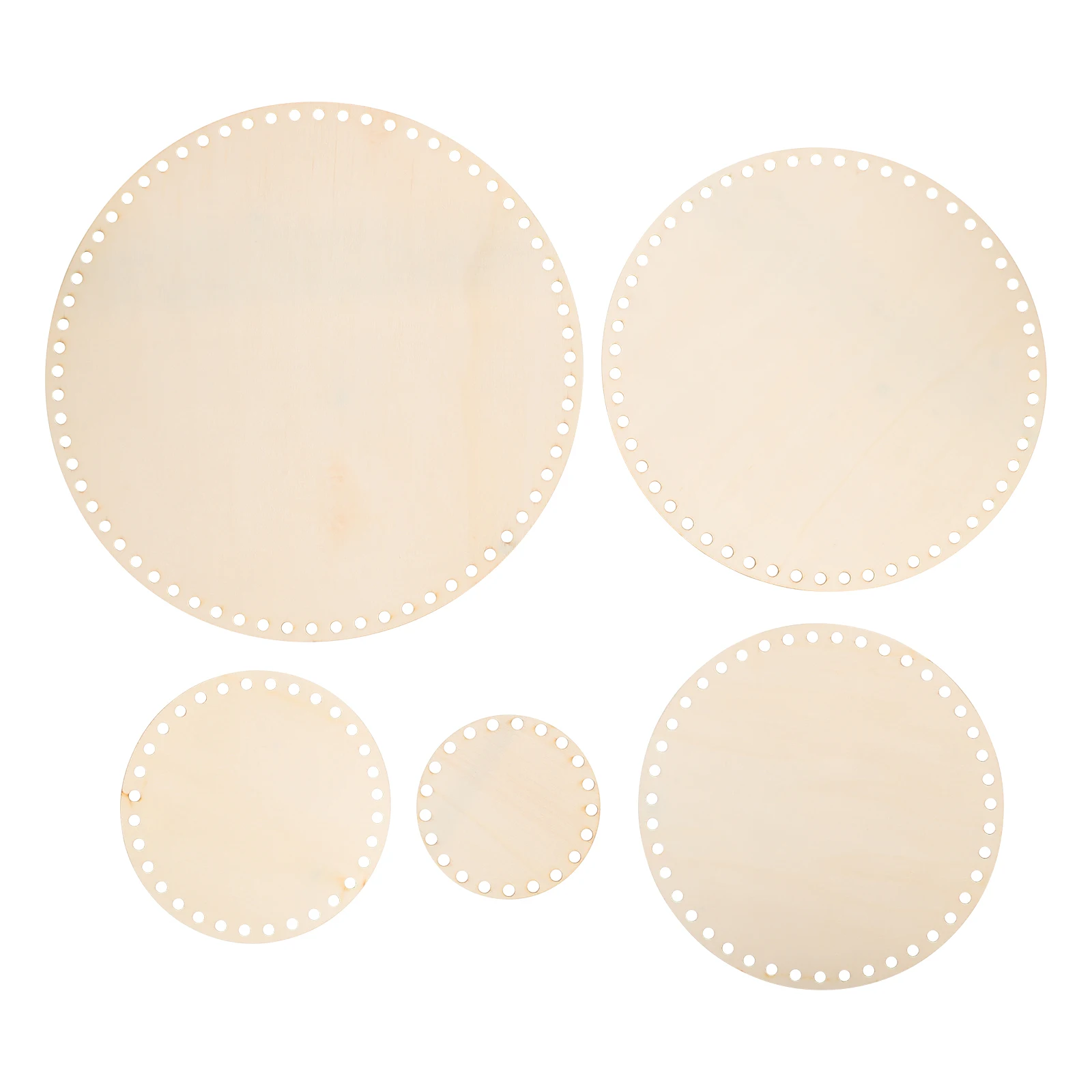 

5pcs Round Cross Stitch DIY Basket Wooden Shaper Weaving Supplies Knitting 0 15 20 25 30 Unfinished Wood Bottom Paintable