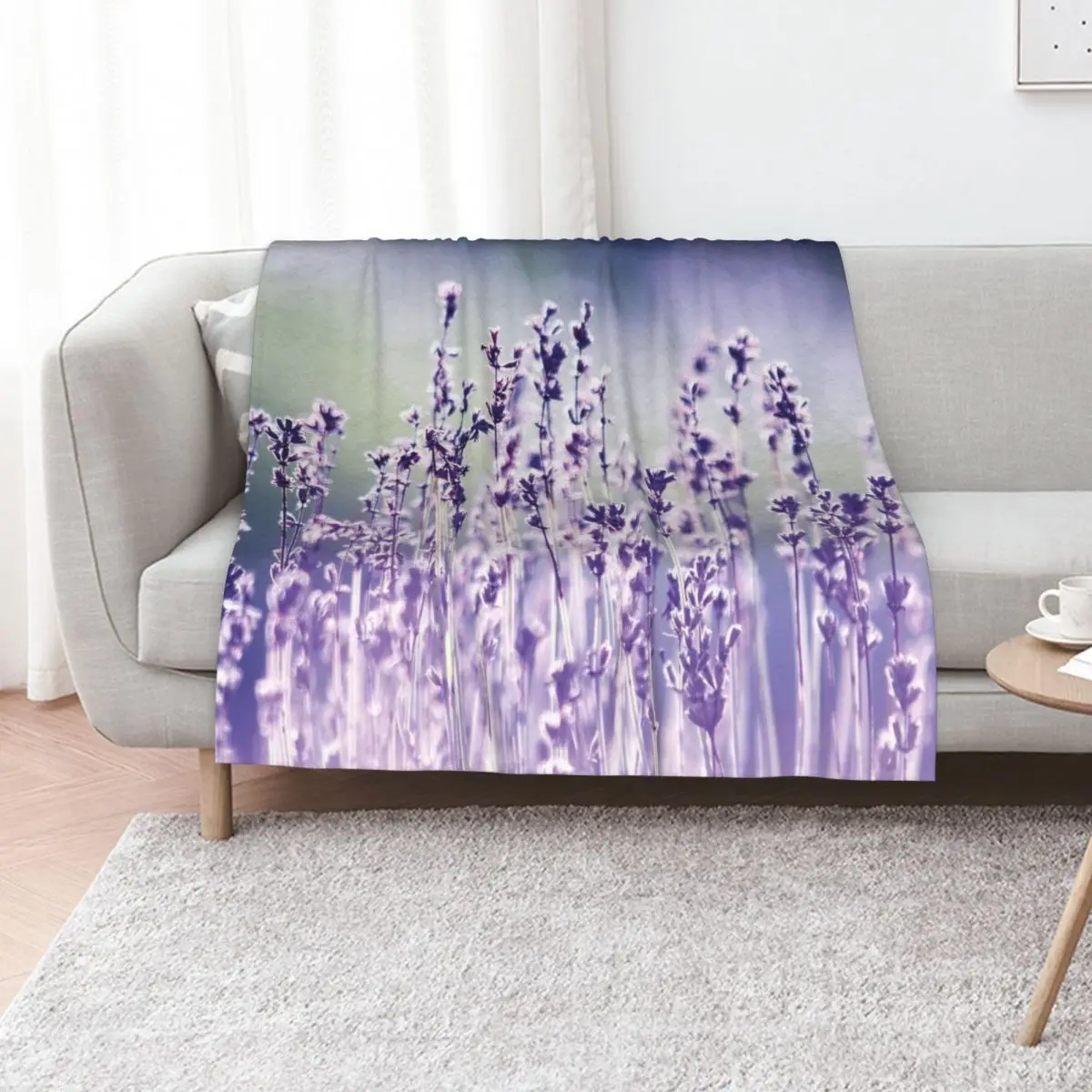 Purple summer field, lavender Throw Blanket Luxurious Soft Fuzzy Blanket for Sofa Bed