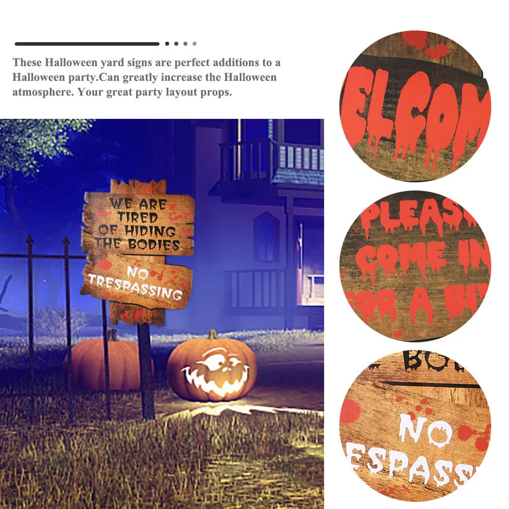 2 قطعة علامات ساحة الهالوين حصة عشب متينة لتزيين الحفلات الداخلية والخارجية لوحات إعلانات الهالوين ديكور #4