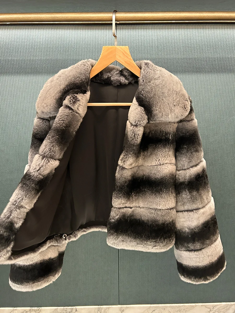 Moda outono/inverno Totoro Padrão Casaco de pele de coelho Rex puro para mulheres