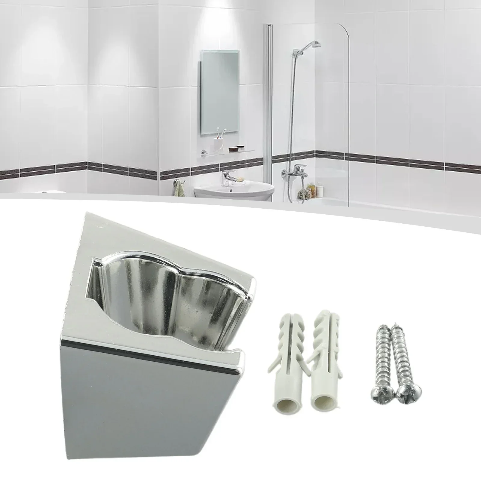 1PCS ABS Plastic Shower Head Holder Adjustable Bathroom Handset Wall Mount Bracket Silver Hotel Shower Parts 2023 New