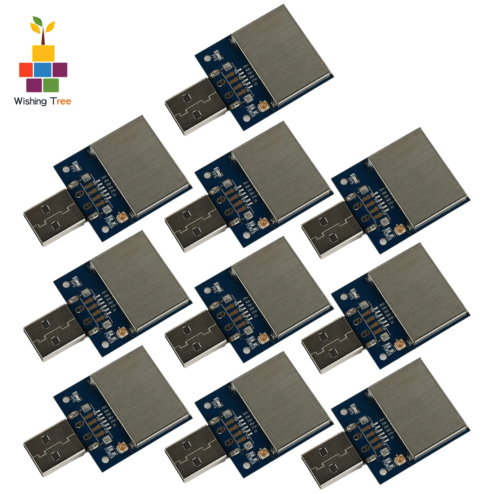 10pcs USB GNSS Receiver Module with Ceramic Antenna for Flight Controller, Multi-System GPS GLONASS BeiDou, Ideal for Drone User