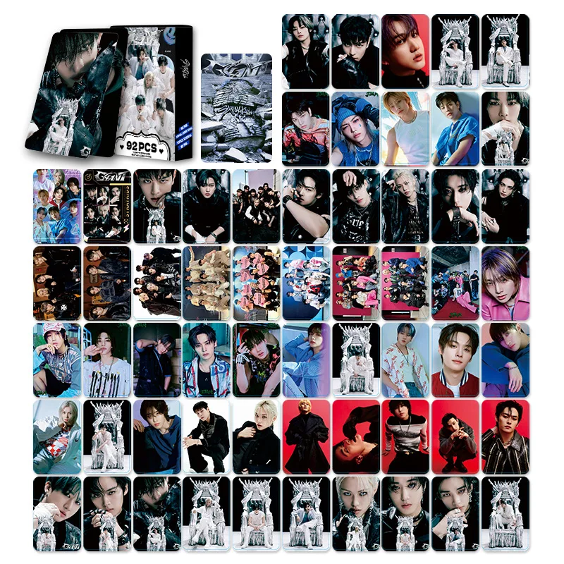 

92 шт. Straykids LOMO-карта SKZOO, новый альбом, двусторонняя маленькая карточка, периферийная коробка, фотокарта, поддержка карт, наклейки
