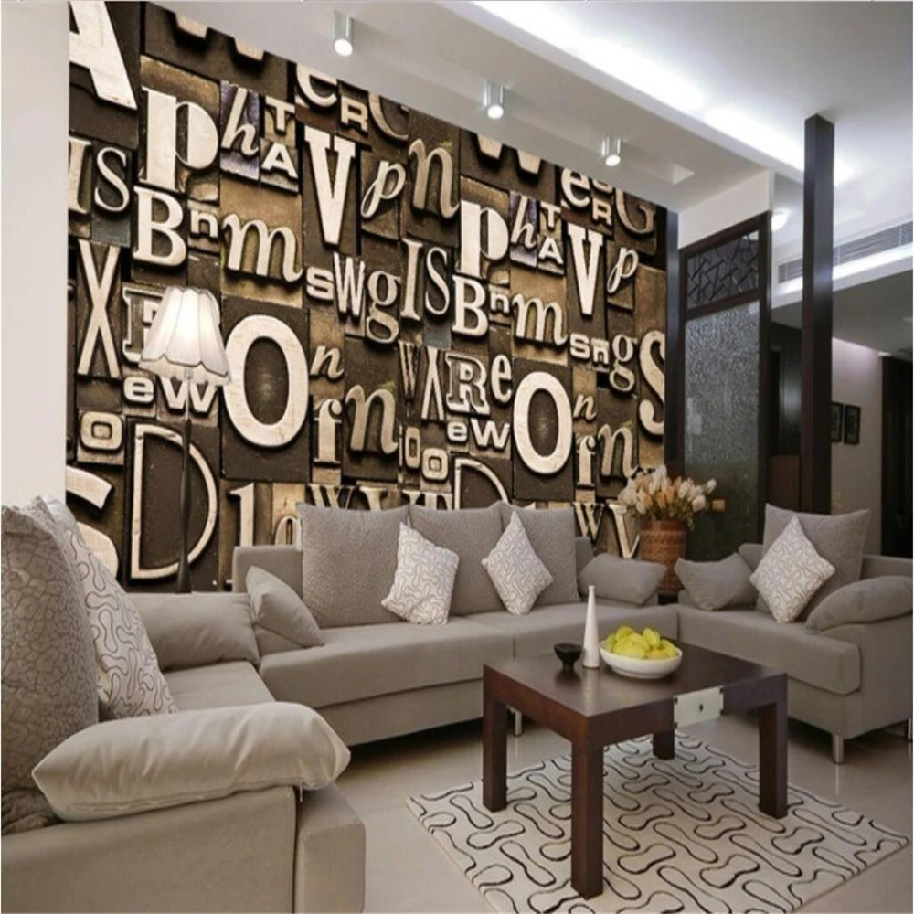 custom papel de parede 3d English alphabet Wallpaper for Living Room Home Improvement Modern silk mural Wall paper Background