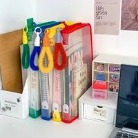 Document bag Thickened and Widened Transparent Large Capacity Storage Zipper Cute pencil bag School office supplies pencil case