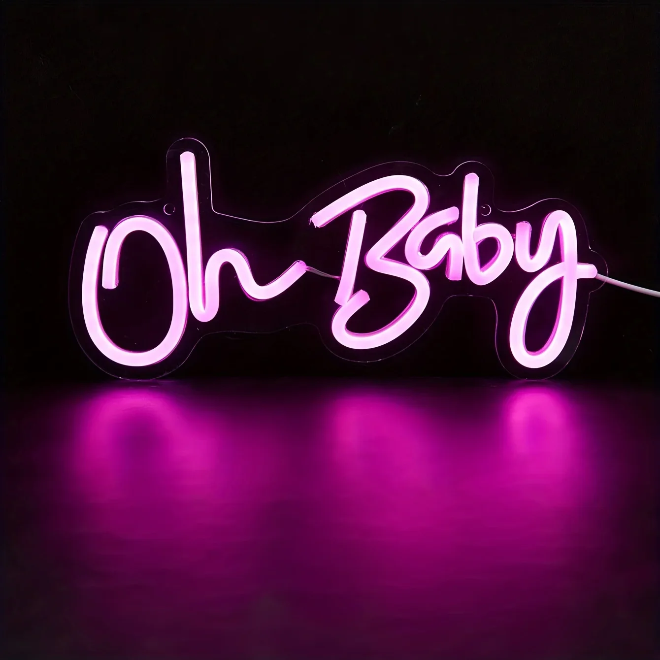 Oh Baby Neon Sign for Baby Shower Backdrop USB Dimmable LED Neon Light for Gender Reveal Wedding Birthday Party Room Decoration