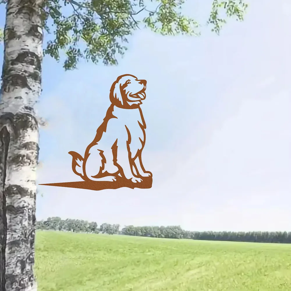 Unique 1pc Charming Metal Golden Retriever Sign Cutout – Distinctive for Outdoor Home & Garden. Unusual Housewarming Gift