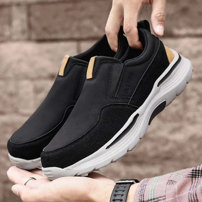 Spring New Autumn Men Casual Leather Shoes Ultra-lightweight Thick-soled Comfortable Louboutins Outdoor Sneakers Walking Shoes