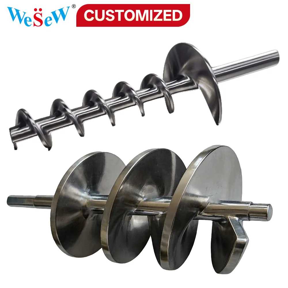 Custom Stainless Steel 304 Helical Screw Seamless Extruder Screw Injection Molding Screw High Wear Resistance Turning Milling