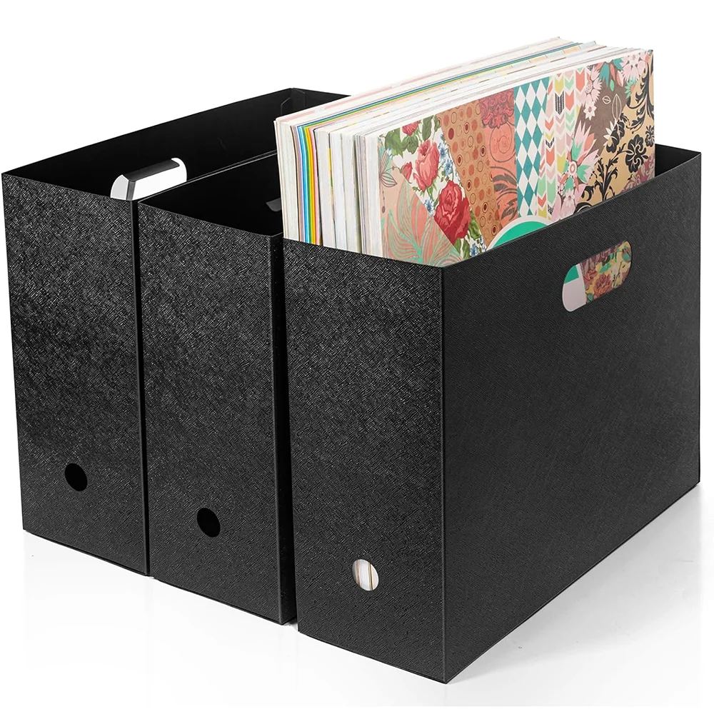 Cesta De Armazenamento De Plástico Dobrável Com Alça Confortável, Scrapbook Paper Organizer, Organizador De Arquivos Criativos