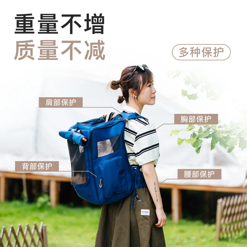 Blueport-mochila para exteriores para mascotas, bolsa de viaje General para perros y gatos, ventilación de sombreado antiestrés, bolsa grande para perros