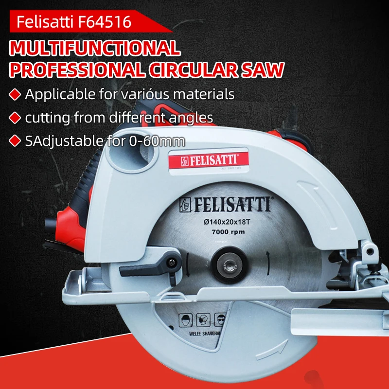 

Felisatti F64516 Circular Saw Multifunctional Professional Electric Circular Saw Electric Saw Handheld Metal Wood Cutting