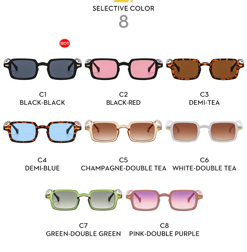 8 Teile/satz Luxuriöse Rechteck Sonnenbrille Frauen Oval Vintage Quadrat Sonnenbrille Männer Shades Weibliche Brillen Anti-glare Gläser – Detail 7