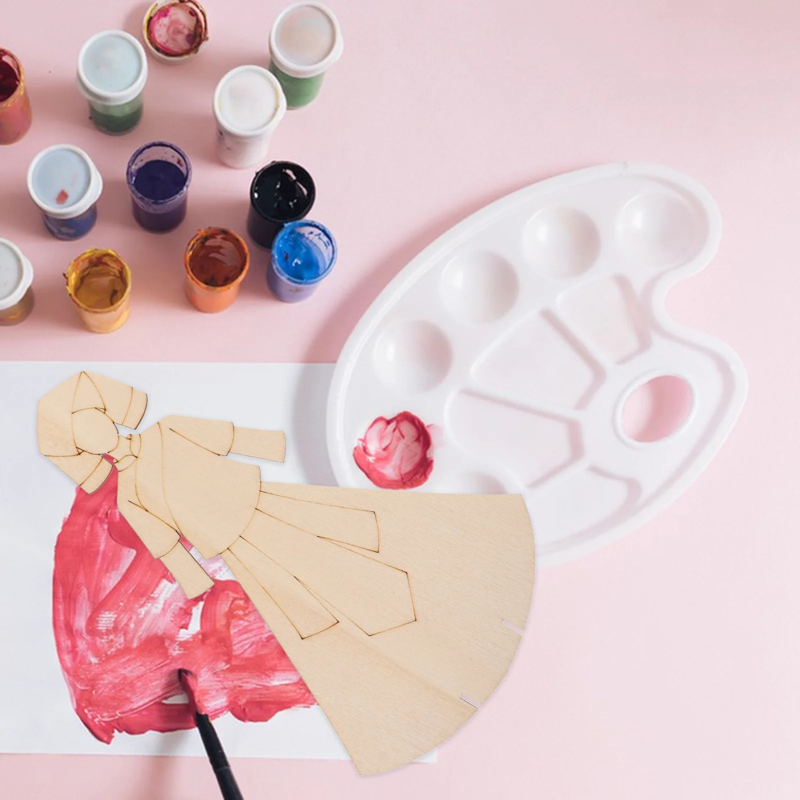 

6pcs Unfinished Wooden Slices DIY Painting Materials Blank Craft Accessory Cutout Pendant Graffiti Wood Chinese Costume Decor