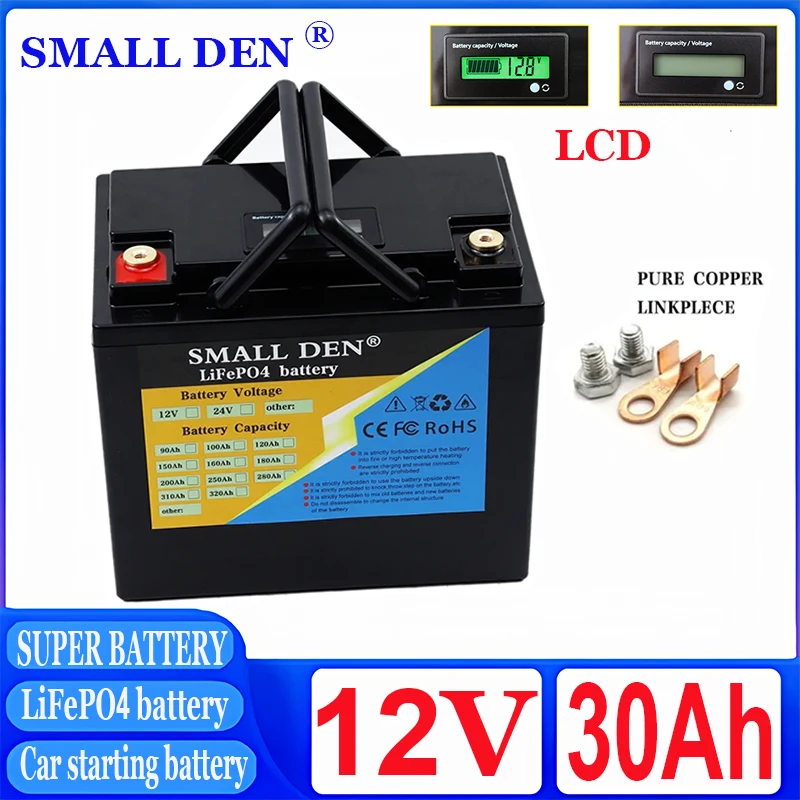 

12V 30AH LiFePo4 Battery Built-in BMS Lithium Iron Phosphate Cell 4000 Cycles For 12V RV Campers Golf Cart Solar With duty-free