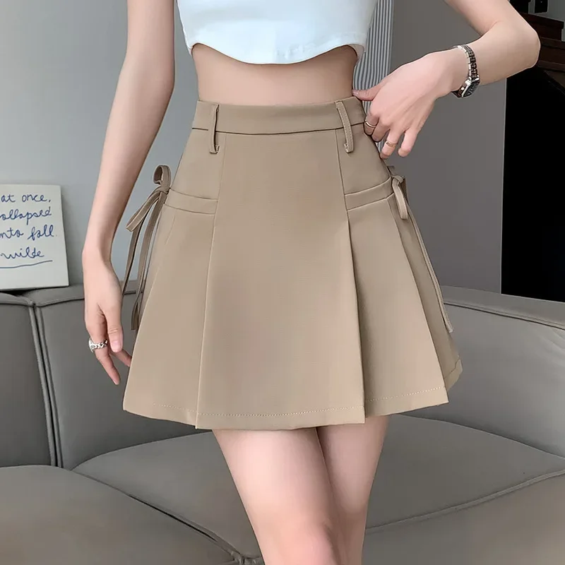 Petite High-waisted Mini Dress Anti-exposure Preppy Style Grey Jk Plump Girls Slimming A- line Pleated Skirt