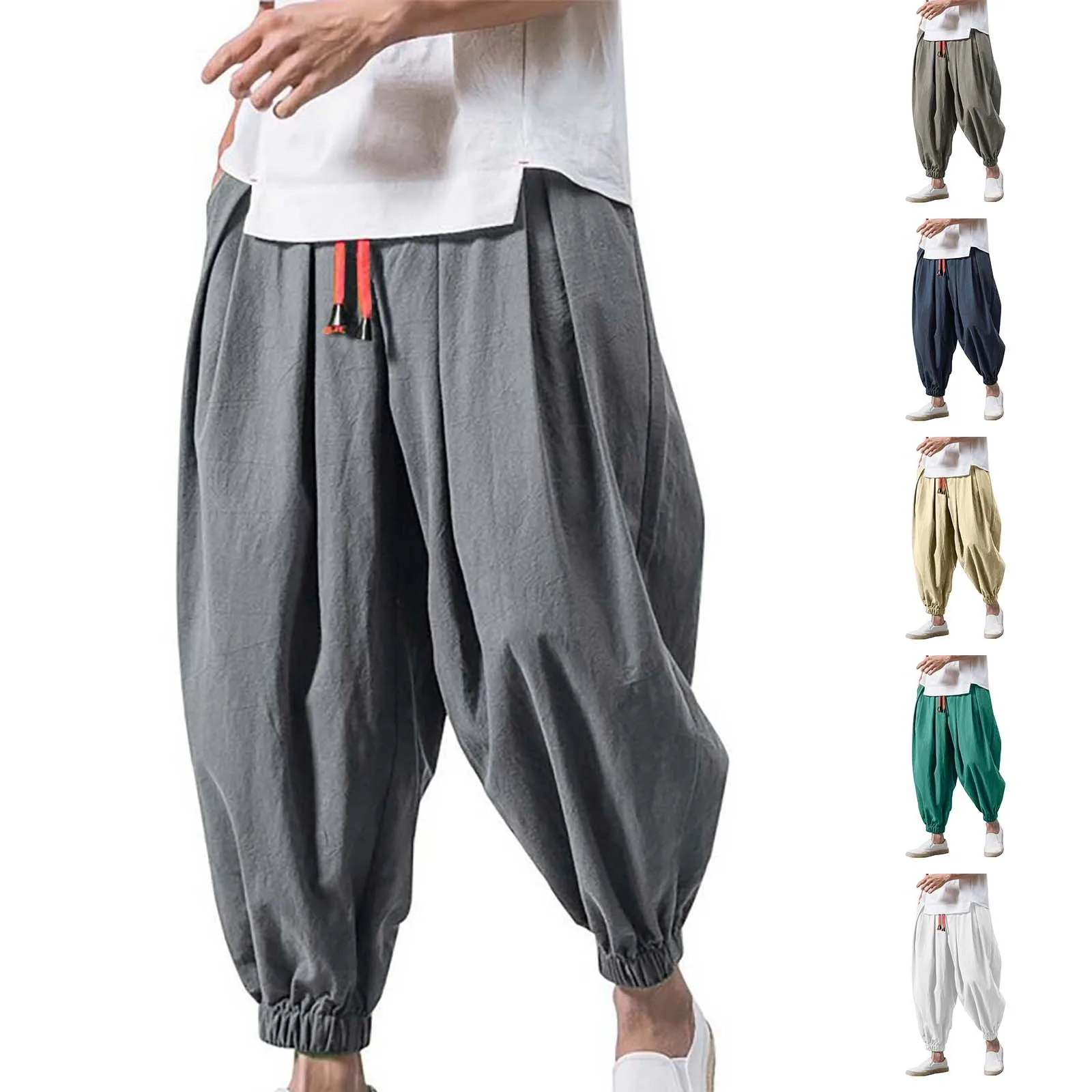 

New Oversized Men Harem Pants Loose Chinese Style Cotton and Linen Sweatpants Joggers High Quality Casual Trousers Men