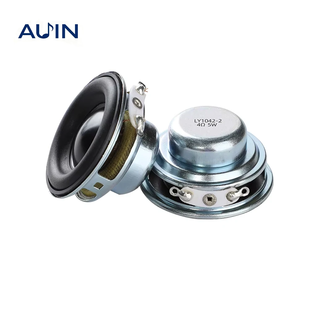 AUIN 2 Stück 40MM Breitbandlautsprecher 4 Ohm 5W 1,5 Zoll 16 Kern Gummi-Seitenrand NdFeB Aluminium-Kappe Wasserdichter DIY Bluetooth-Lautsprecher