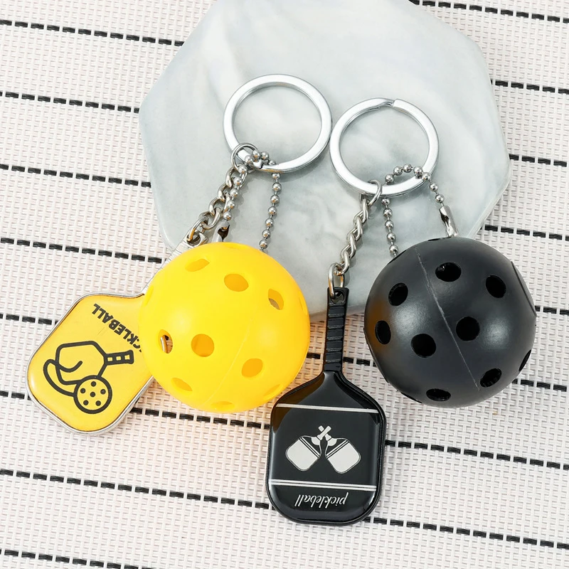 Creative Pickleball Racket Metal Keychain Pickle Sports Keychains Inspirational Pickle Dink Ball Gifts  Fans Party Gifts