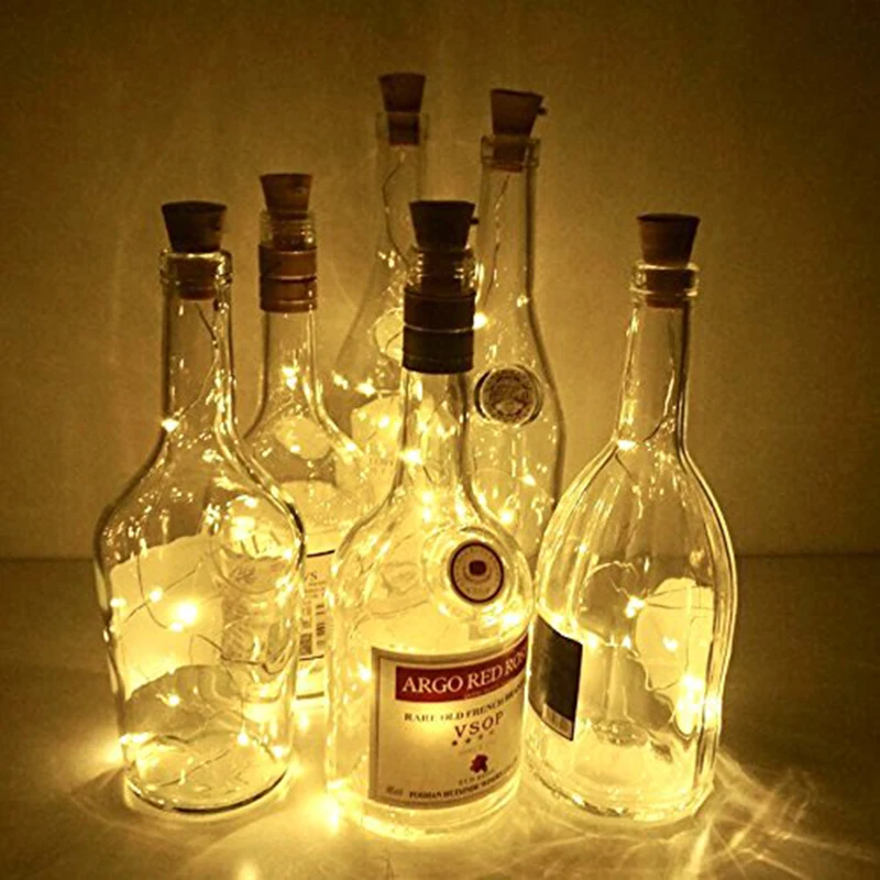 LED Solar Powered Bottle Stopper Light String, luzes ao ar livre, guirlanda, decoração do quarto, árvore de Natal, decoração do casamento, festa, 10 pcs