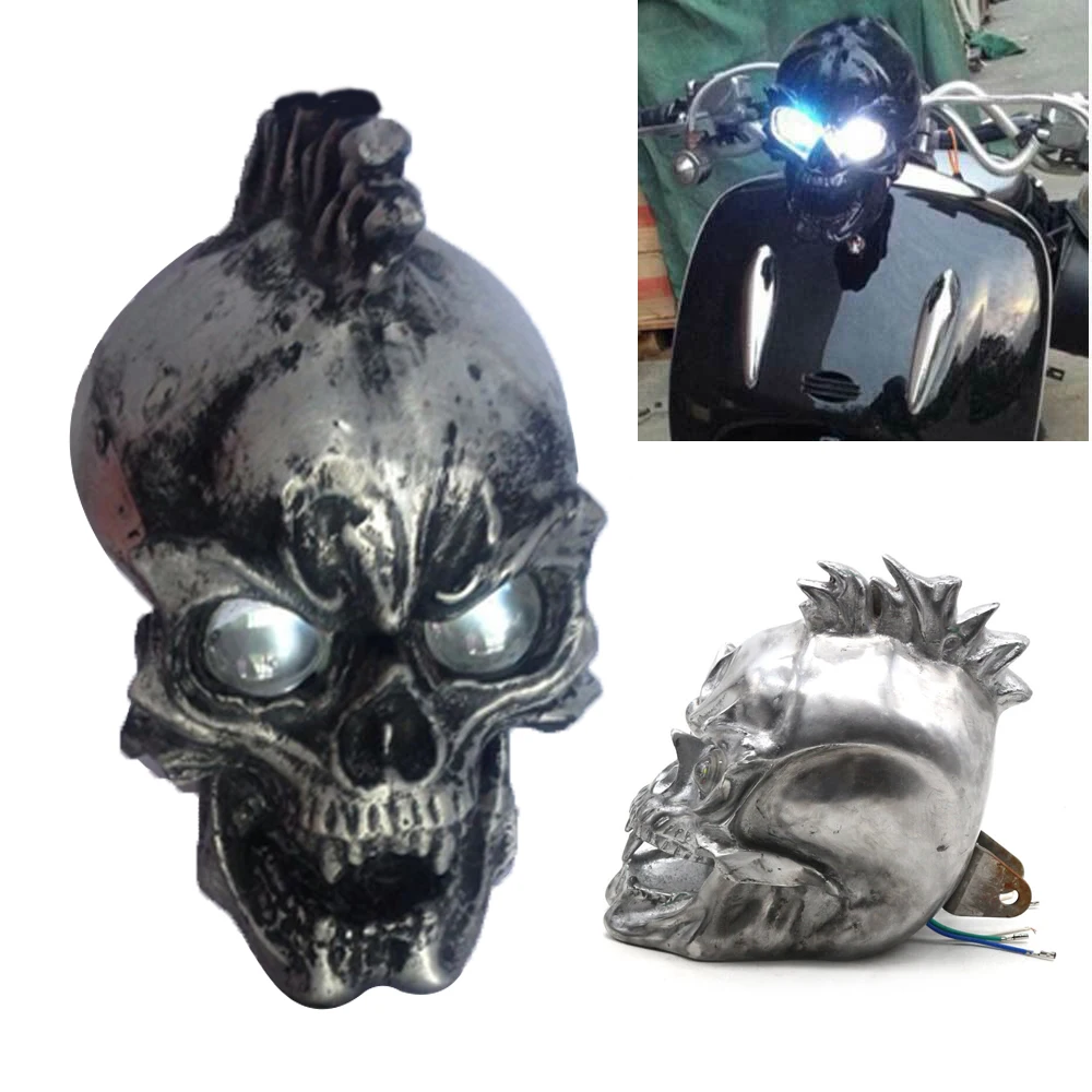 Motorcycle LED Skull Head headlight Retro Personality Modification Kawasaki Suzuki Touring Choppers Bobber Cruiser Custom