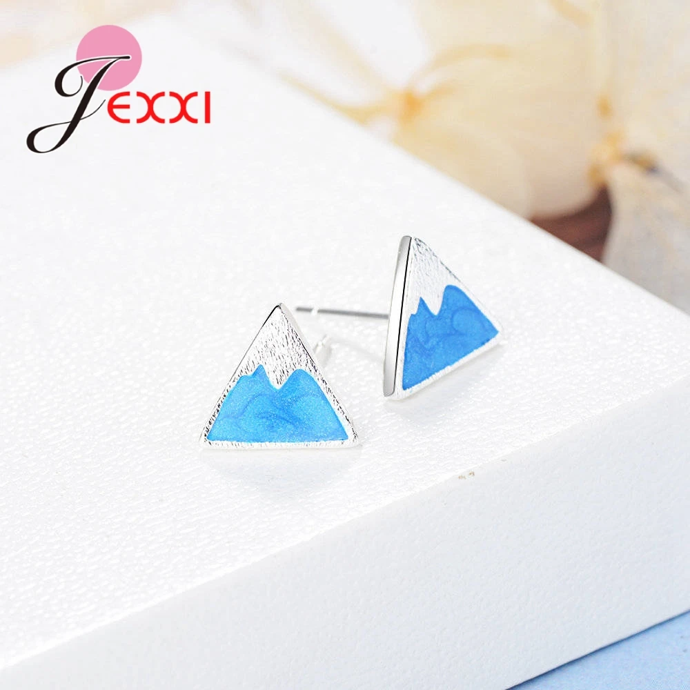 Triangular Snow Mountain Shape Trendy Popular Stud Earrings 925 Sterling Silver For Women Perfect Jewelry Wholesale