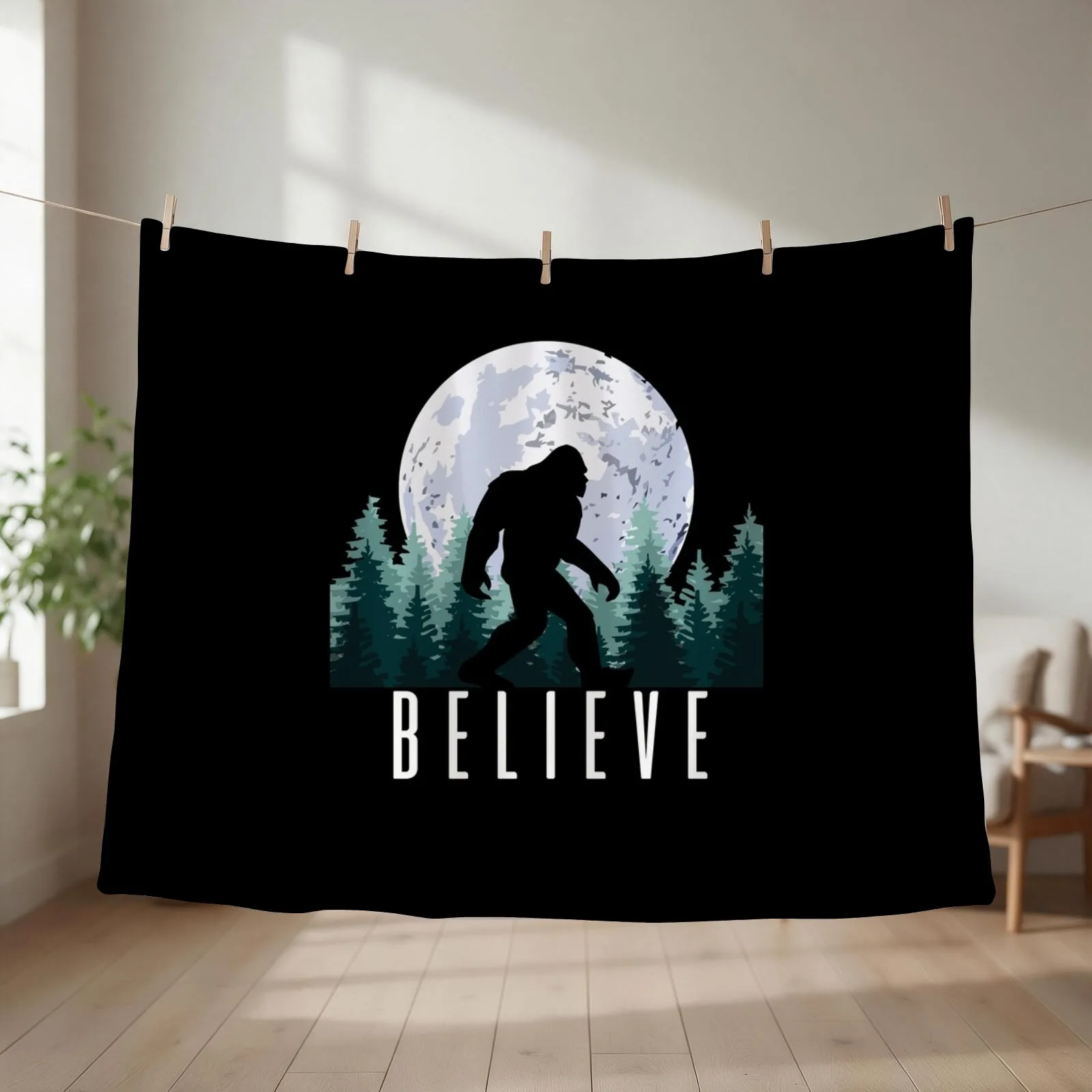 Bigfoot Believe | Sasquatch Throw Blanket Soft Giant Sofa warm winter Decorative Sofas Blankets