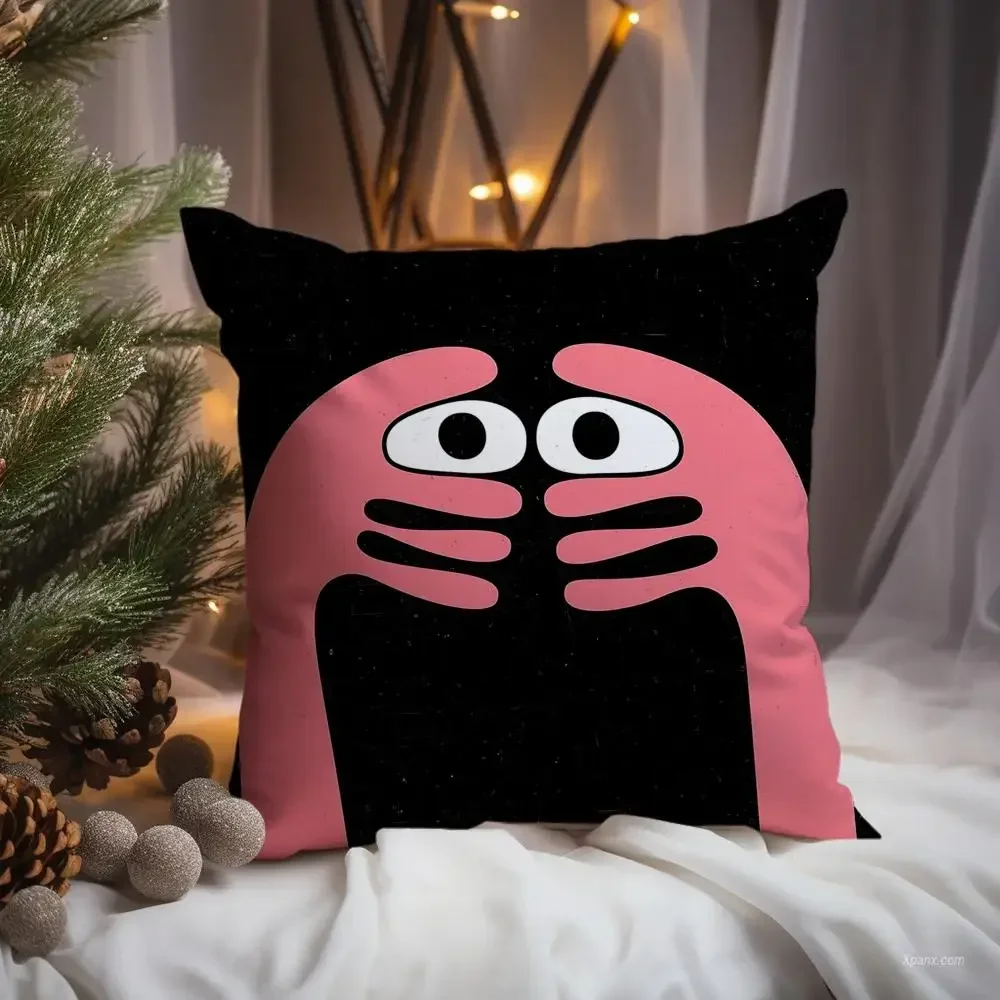 FFunky Hand Eye Cartoon Print Cushion Cover Premium Comfort Reversible Pillow Cove -Two in One Design for Any Room & Car