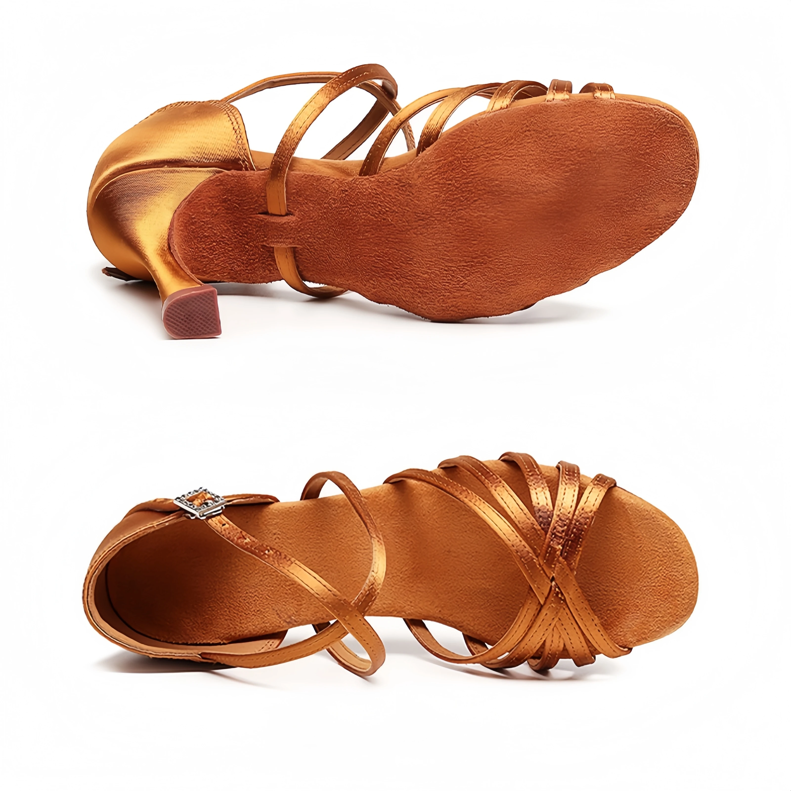 Professional Satin Latin Dance Shoes Adults Soft Sole Medium High Heels Daily Competition Grade Exam Practice Wholesale Retail