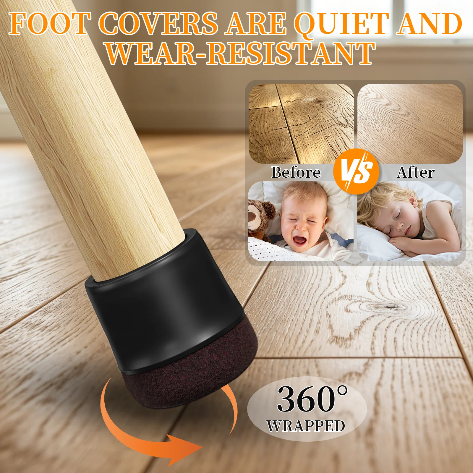 16PCS Chair Leg Protectors Diagonal Thick Wrap Felt Pads Silicone Foot Cover for Hardwood Furniture Table Feet Floor Protection image 4
