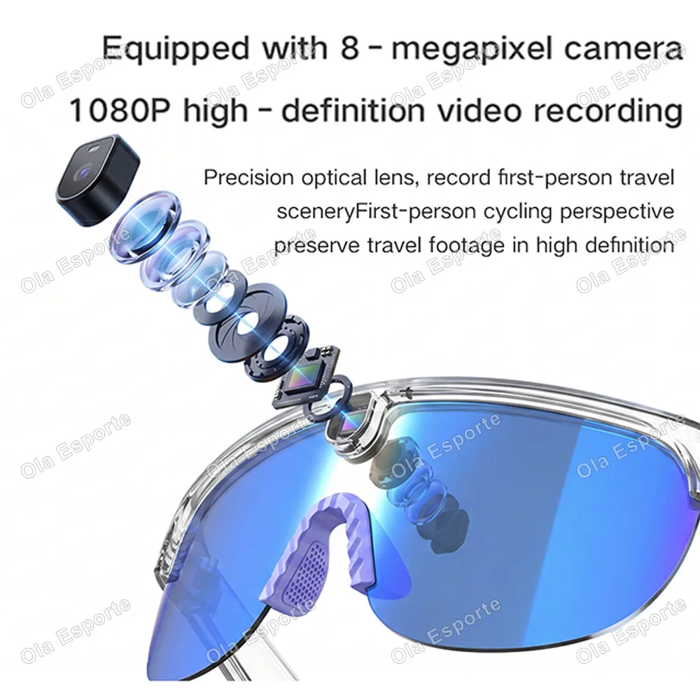 Outdoor Sports Cycling Smart Glasses 8MP Pixel Button Touch Travel Wireless Wearable Video Recording Protection Smartglasses Q01