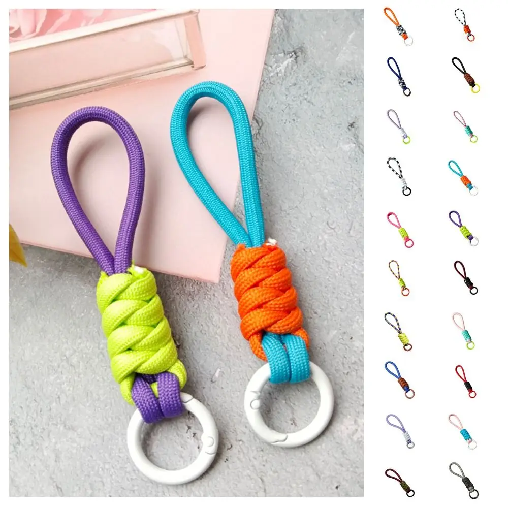 Anti Lost Braided Rope Keychain Soft Multicolor Colorful Knot Pendant Strap Creative Braided Lanyard Keyring Hanging Accessory