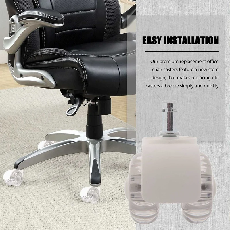 ABXH 5 peças rodízios para cadeira de escritório rodas de cadeira de mesa silenciosas resistentes de 2 polegadas rodas de ajuste universal para todos os pisos