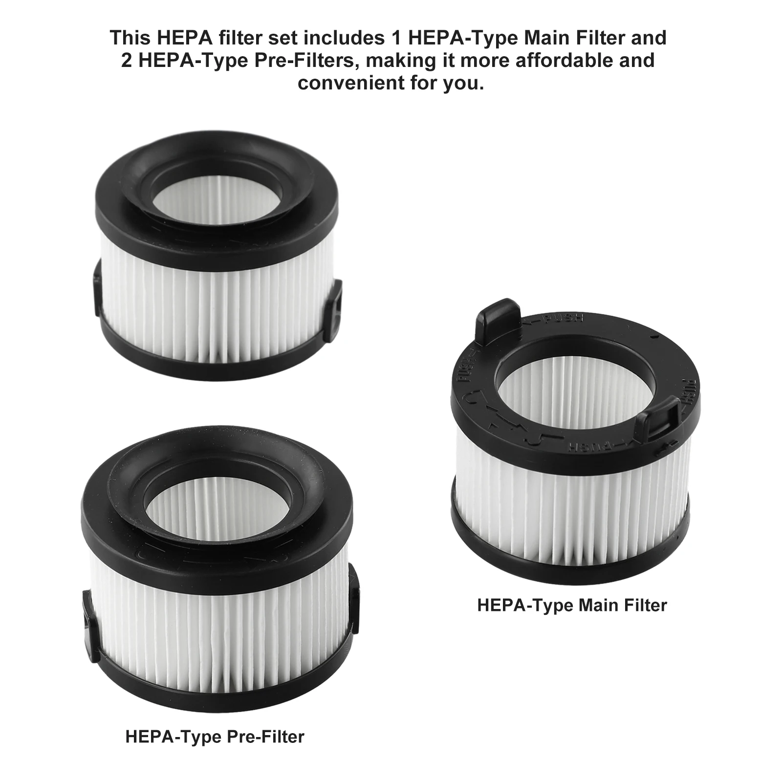 For Levoit VortexIQ 40-RF Vacuum Cleaner Filter Main Filter With 2 Pre-Filters