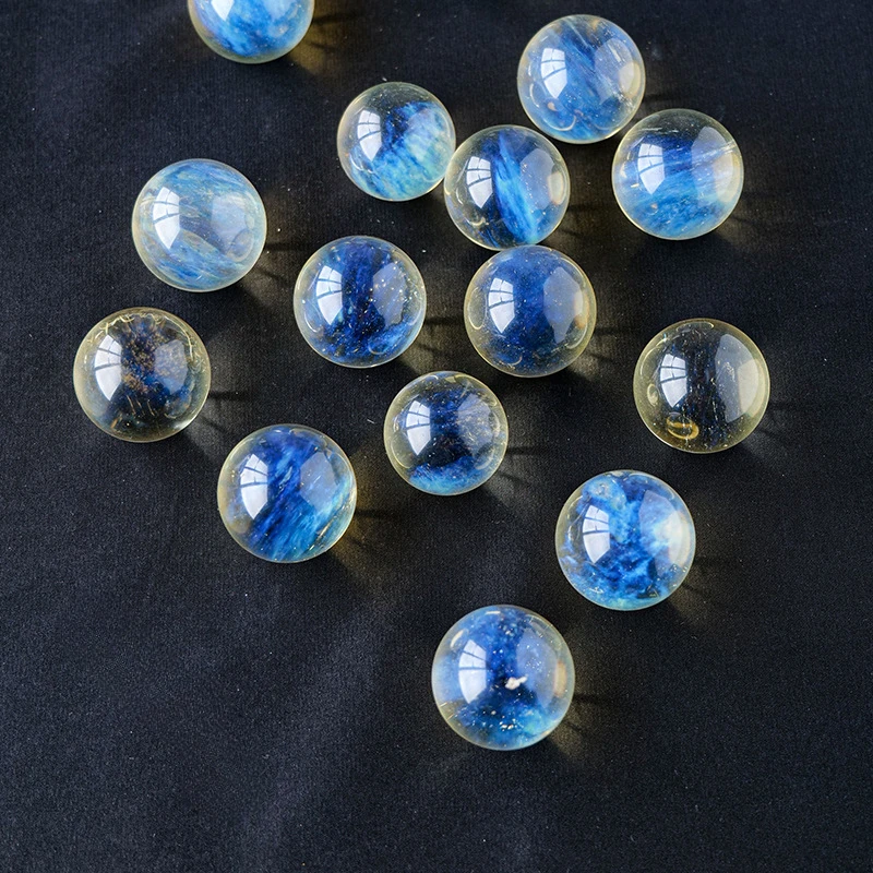 Yellow Smelting Quartz Crystal Ball Blue And Gold Iridescent Glass Ball Home Decoration Tabletop Ornaments Living Room Gift
