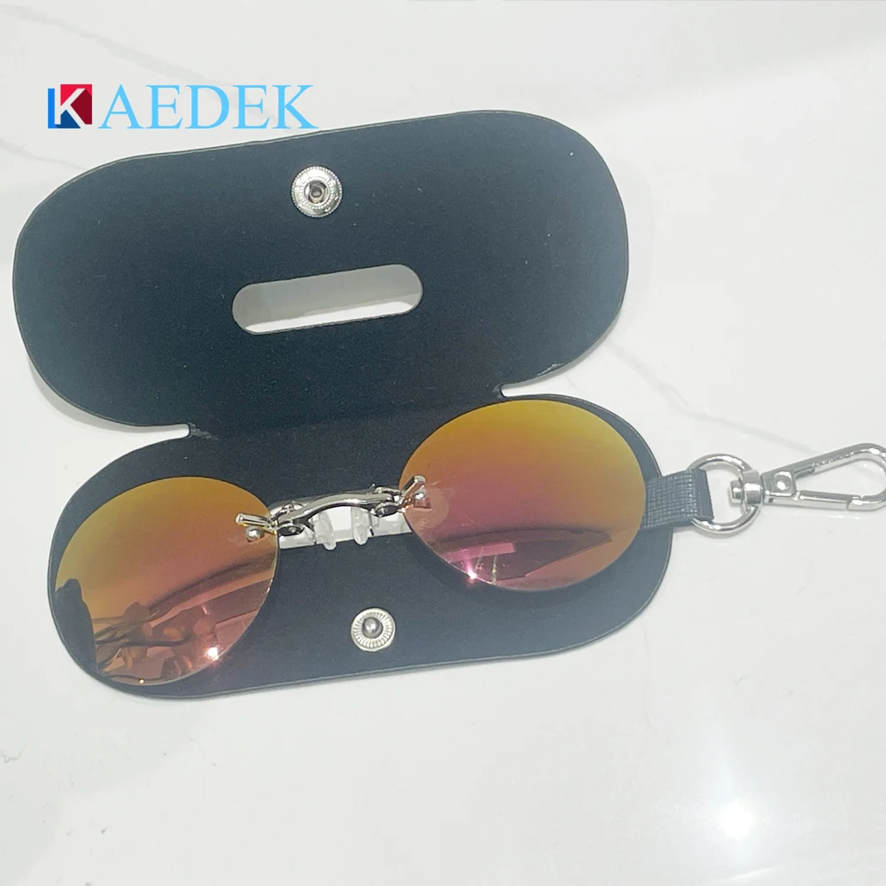 KAEDEK Clip On Nose Glasses Round Rimless Matrix Morpheus Sunglasses Mini Frameless Vintage Men Eyeglasses UV400