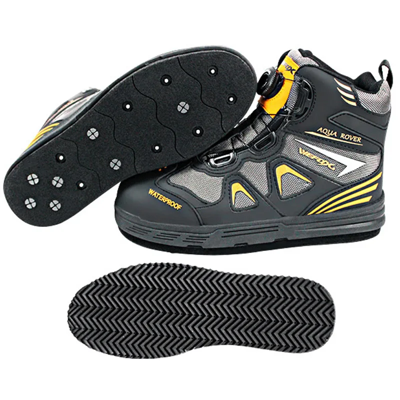 

Fly Fishing Shoes 2 IN 1 Removable Felt Sole with Nails or Rubber Sole Fishing Boots Self Lock Fishing Hunting Non-slip Shoes