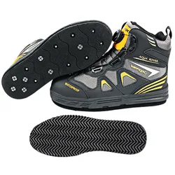 Fly Fishing Shoes 2 IN 1 Removable Felt Sole with Nails or Rubber Sole Fishing Boots Self Lock Fishing Hunting Non-slip Shoes