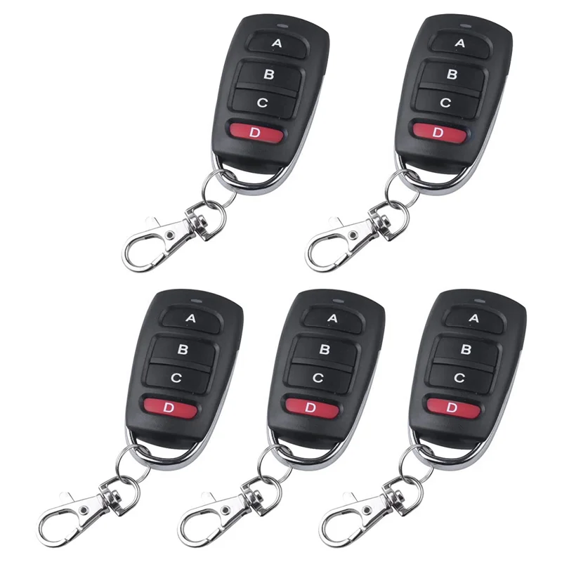 

5 Universal 433 MHZ Cloning Remote Control Keychain,Duplicates Remote Controls Replacement Garage Door Opener