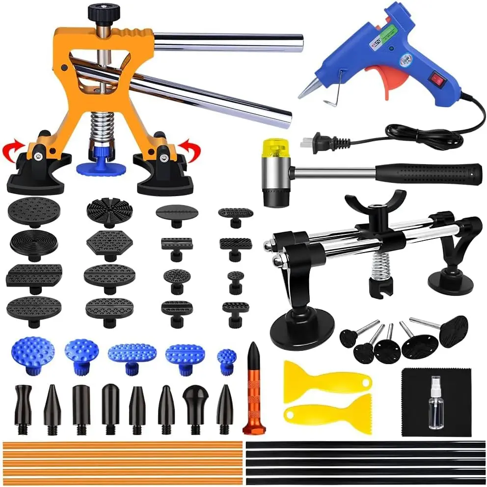 

Автомобильный съемник вмятин, 52-комплект без покраски для ремонта вмятин с двухполюсным мостом для удаления вмятин на автомобиле и металле