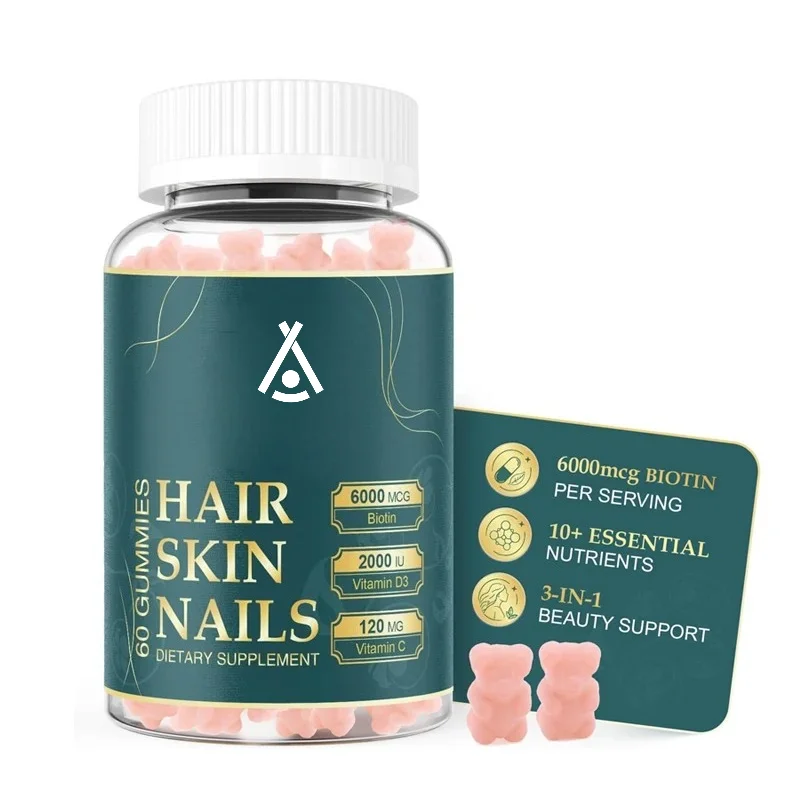 Women's Hair, Skin, and Nail Vitamins -6000mcg Biotin Gummies, Suitable for Healthy Hair, Glowing Skin, and Stronger Nails