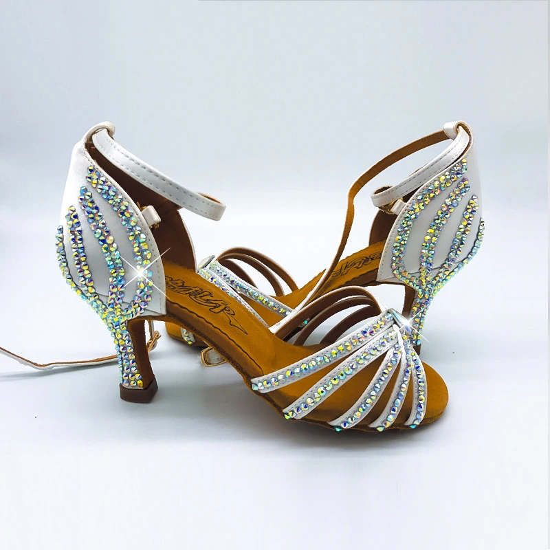 Latin Dance Erwachsene Kinder High-End Blattförmige Schwarz Pool Samba Cha Tango Weibliche Professionelle Tanzschuhe